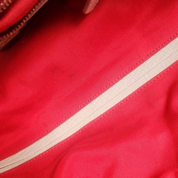 Rare Large Beige Christian Louboutin Bowler Bag with Studs and Red Interior - Picture 8 of 9